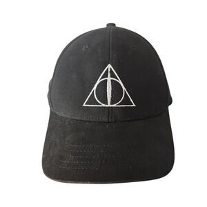 Wizarding World of Harry Potter Deathly Hallows Hat Black Embroidered Cap Sz M/L